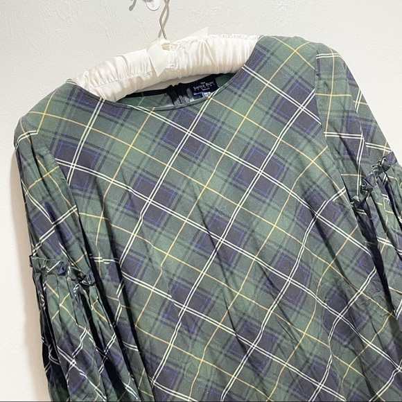THE SAVILE ROW Women’s Glen Green Plaid Flutter Sleeve Dress - Picture 5 of 7